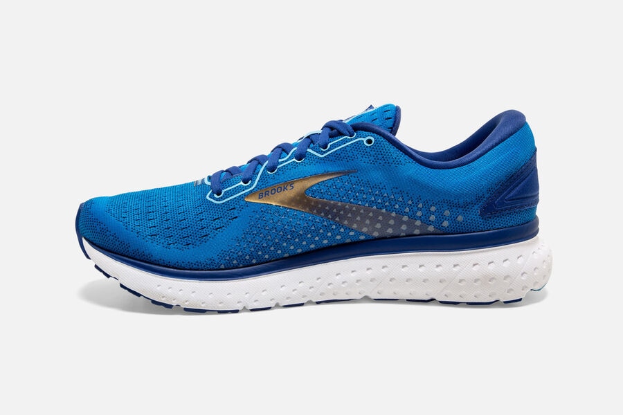 Glycerin 18 Road Brooks Running Shoes NZ Mens - Blue/Gold - OEARSH-765